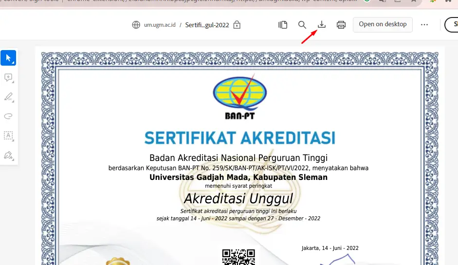 4. Klik Download Akreditasi