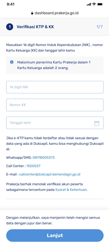 2. Verifikasi KTP Mengisi Data Diri