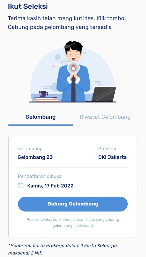 8. Pilih Gelombang Kartu Prakerja